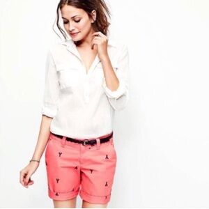 Lobster Embroidered Coral Shorts